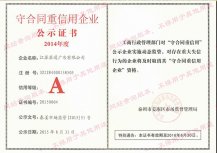 守合同重信用企業(yè)公示證書